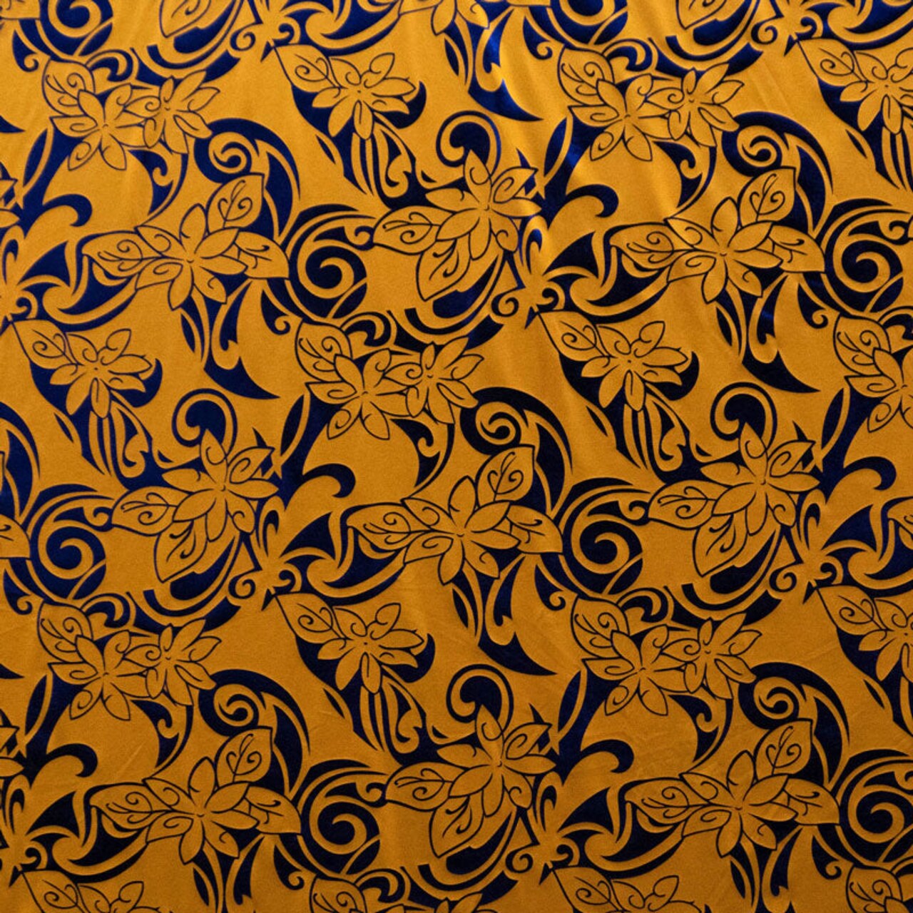 1 Yard Shiny Foil Polyester Tiare Swirls Floral Fabric for Crafts 60 Inches Width